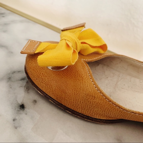 Furla Mustard Flats with Bow - Picture 5 of 7